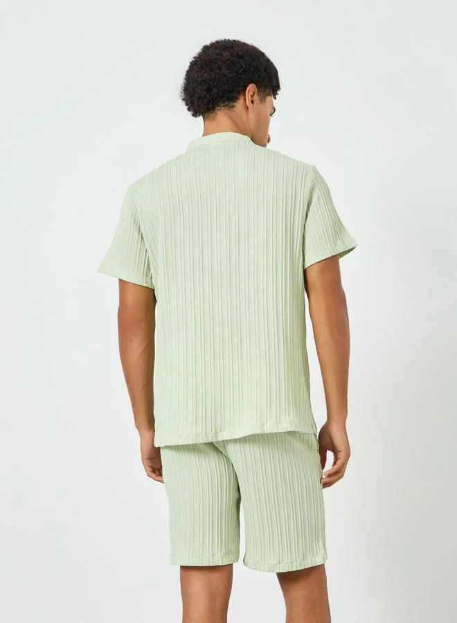 Take Two  Men Green Textured Shirt and Shorts Co-Ords for Men | Best Price UAE